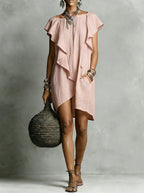 Elegant And Romantic Contrasting Color Ruffle Dress