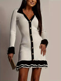 Sweet Angel Knit Contrast Trim Sweater Dress