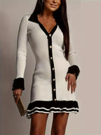 Sweet Angel Knit Contrast Trim Sweater Dress
