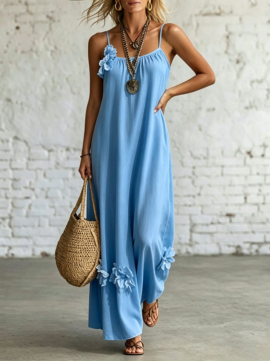 Women's Sleeveless Straps Loose-fit Casual Dress