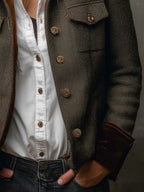 Groovy Collared Long Sleeve Outerwear