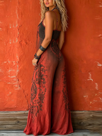 Bohemian-style Strappy Stretchy Jumpsuit
