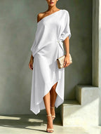 Stylish And Elegant Asymmetrical-hem Dress