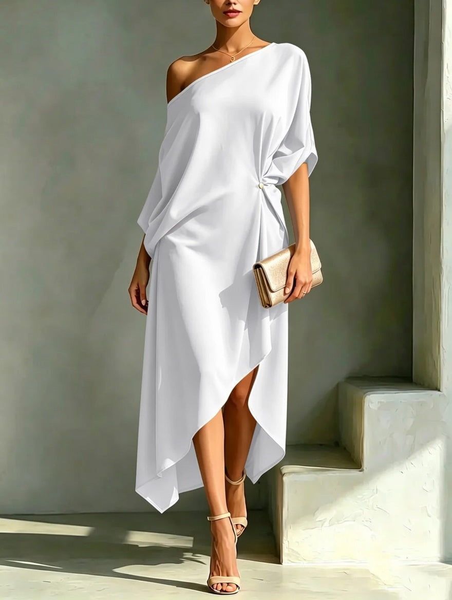 Stylish And Elegant Asymmetrical-hem Dress