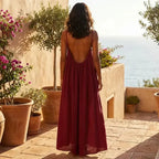 Women's Solid Color Backless Cami Dress