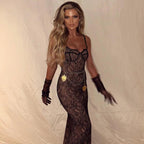 Lovely Lace Backless Black Maxi Dress