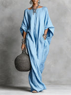 Oversized Linen Maxi Kaftan Dress