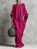 Oversized Linen Maxi Kaftan Dress
