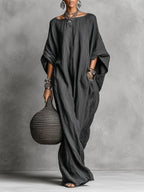 Oversized Linen Maxi Kaftan Dress