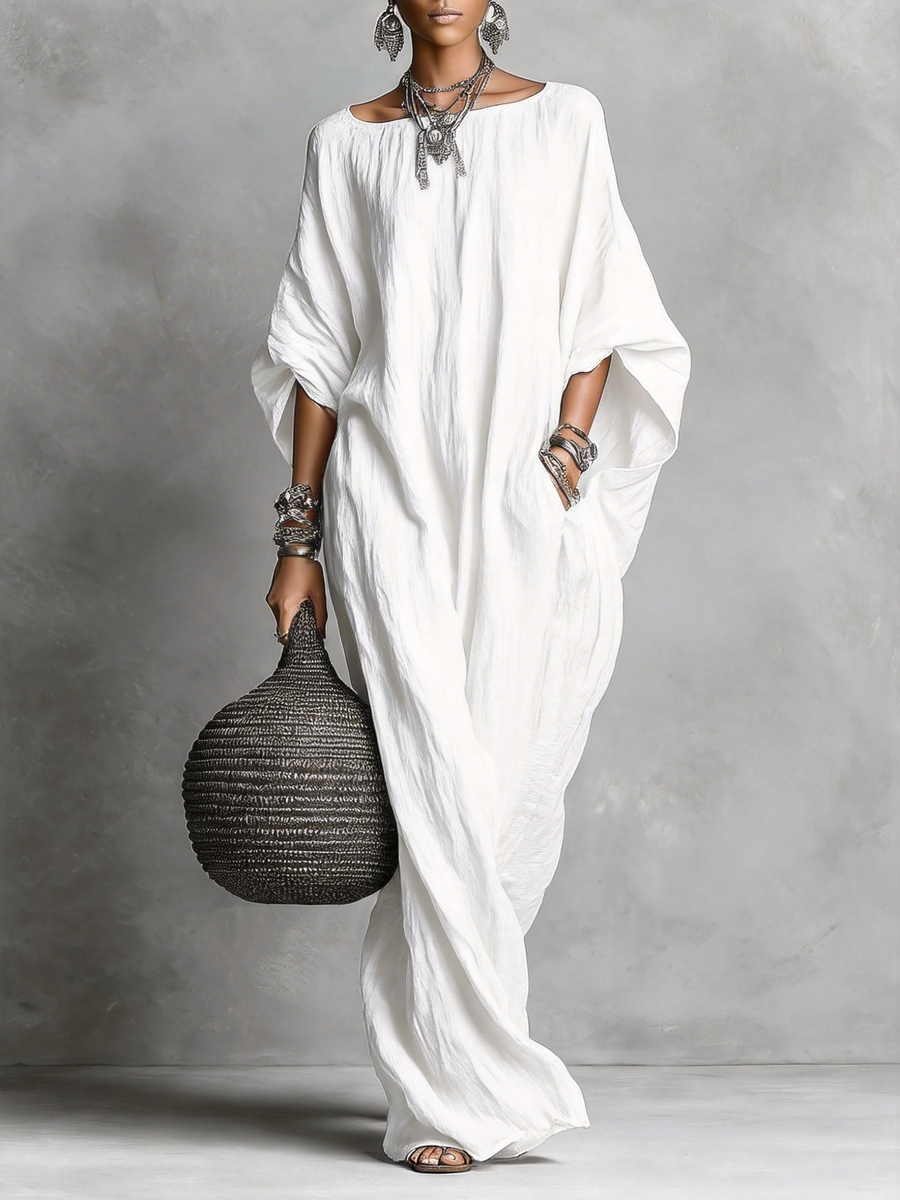 Oversized Linen Maxi Kaftan Dress