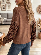 Vintage Elegant Knit Patchwork Leopard Sweater