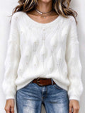 White Fuzzy Knit Sweater With Pearl Embellishments