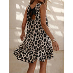 Ruffled Hem Leopard Sleeveless Dress