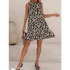 Ruffled Hem Leopard Sleeveless Dress