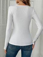Lace Patchwork Rhinestone Decor Long Sleeves Top