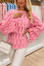 Wearbella – Hollow-Out Leaf-Knit Oversized Sweater